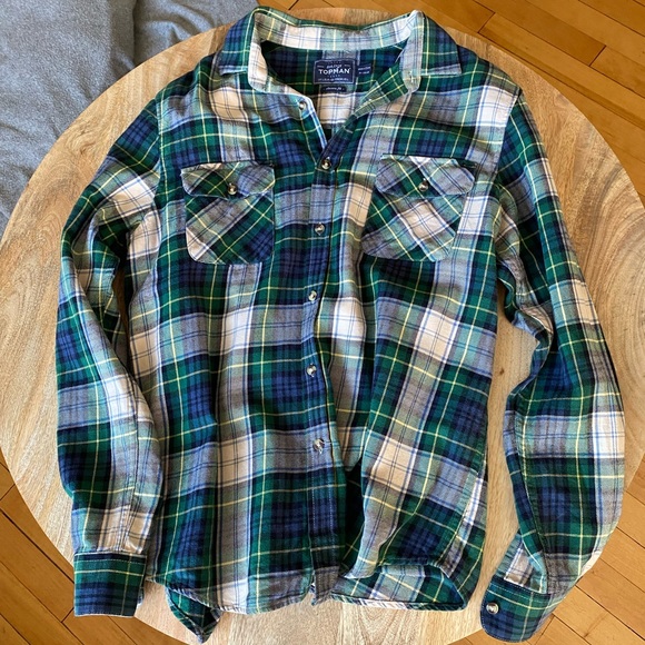 Men’s Topman plaid flannel button down shirt - Picture 2 of 4